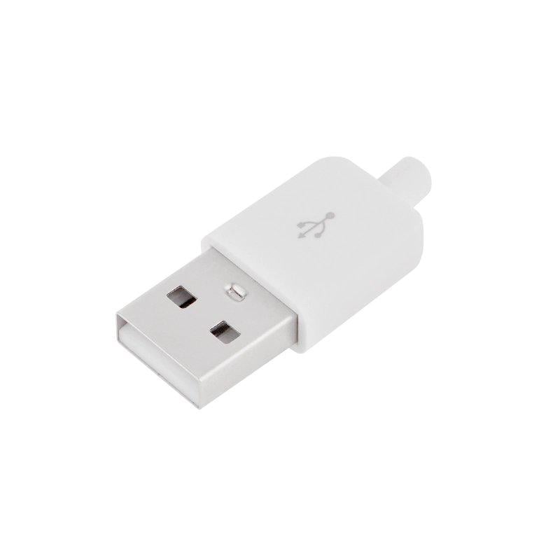 Штекер USB A на кабель Белый (A150041)