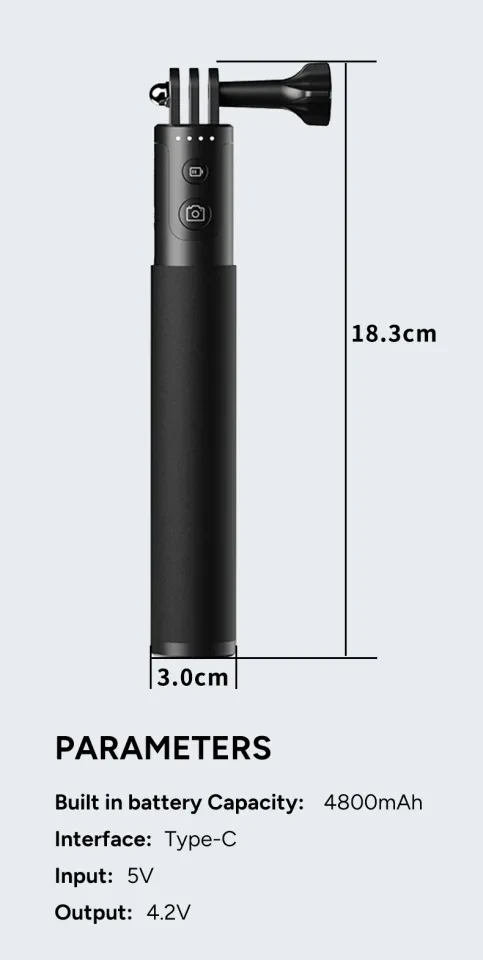 Монопод тримач SJCAM для екшн камер та телефона з Powerbank 4800 ma сумісний з GoPro (001) - фото 5