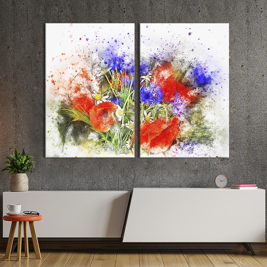 Картина на холсте Дикие маки и васильки 165x122 см (818-2)