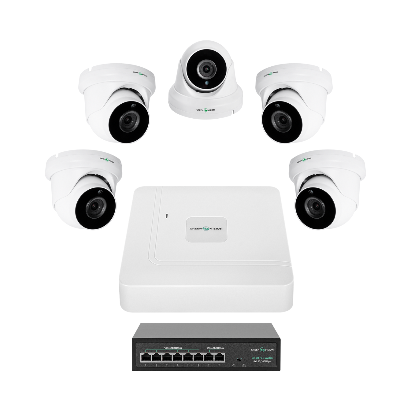 Комплект відеоспостереження GreenVision GV-IP-K-W82/05 5MP на 5 камер (LP29480)