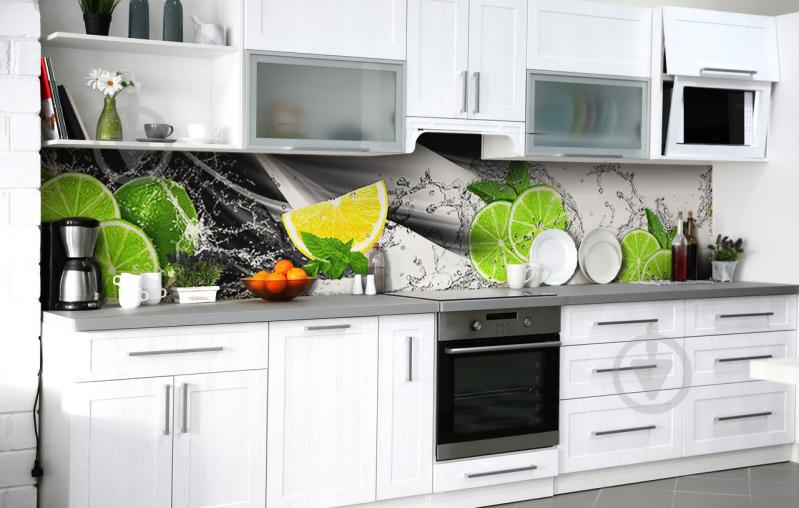 Скинали на кухню Zatarga «Брызги цитруса» 600х2500 мм виниловая 3Д наклейка кухонный фартук самоклеящаяся