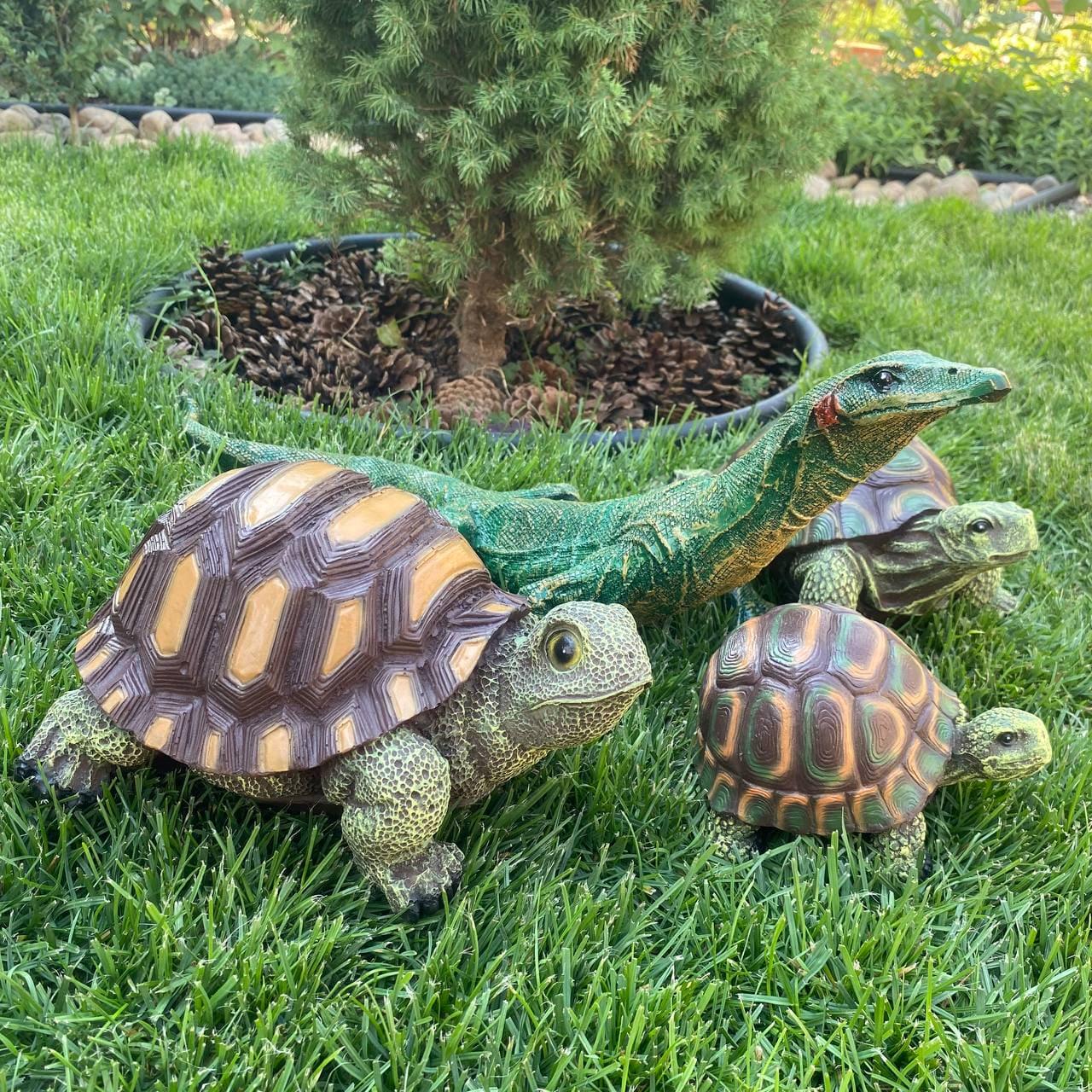Комплект садовых фигур варан и семья черепах 4 шт. (4413) - фото 3