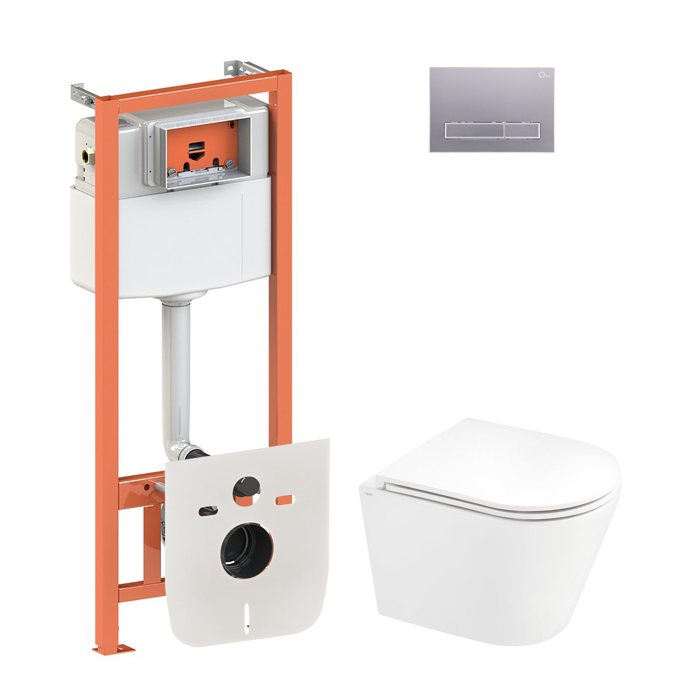 Комплект інсталяції Q-tap Nest QT1433053ERW0133M425M08382SAT з унітазом кнопка Сатин (124730)