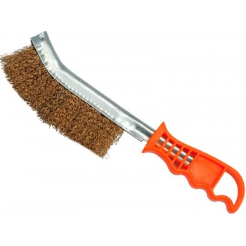 Щітка дротяна ручна Vorel GRD латунний дріт пластикова ручка 25х100 мм (06965)