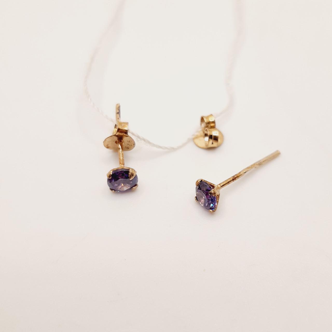 Серьги серебро пусеты имитация аметист 925° 0,50 г (С3ФА/603)