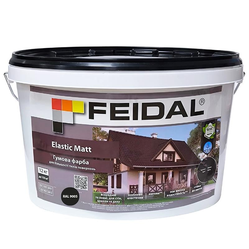 Краска резиновая Feidal Elastic Matt для надежной защиты поверхностей 12 кг RAL 9005 Черный матовый Краска резиновая Feidal Elastic Matt для надежной защиты поверхностей 12 кг RAL 9005 Черный матовый
