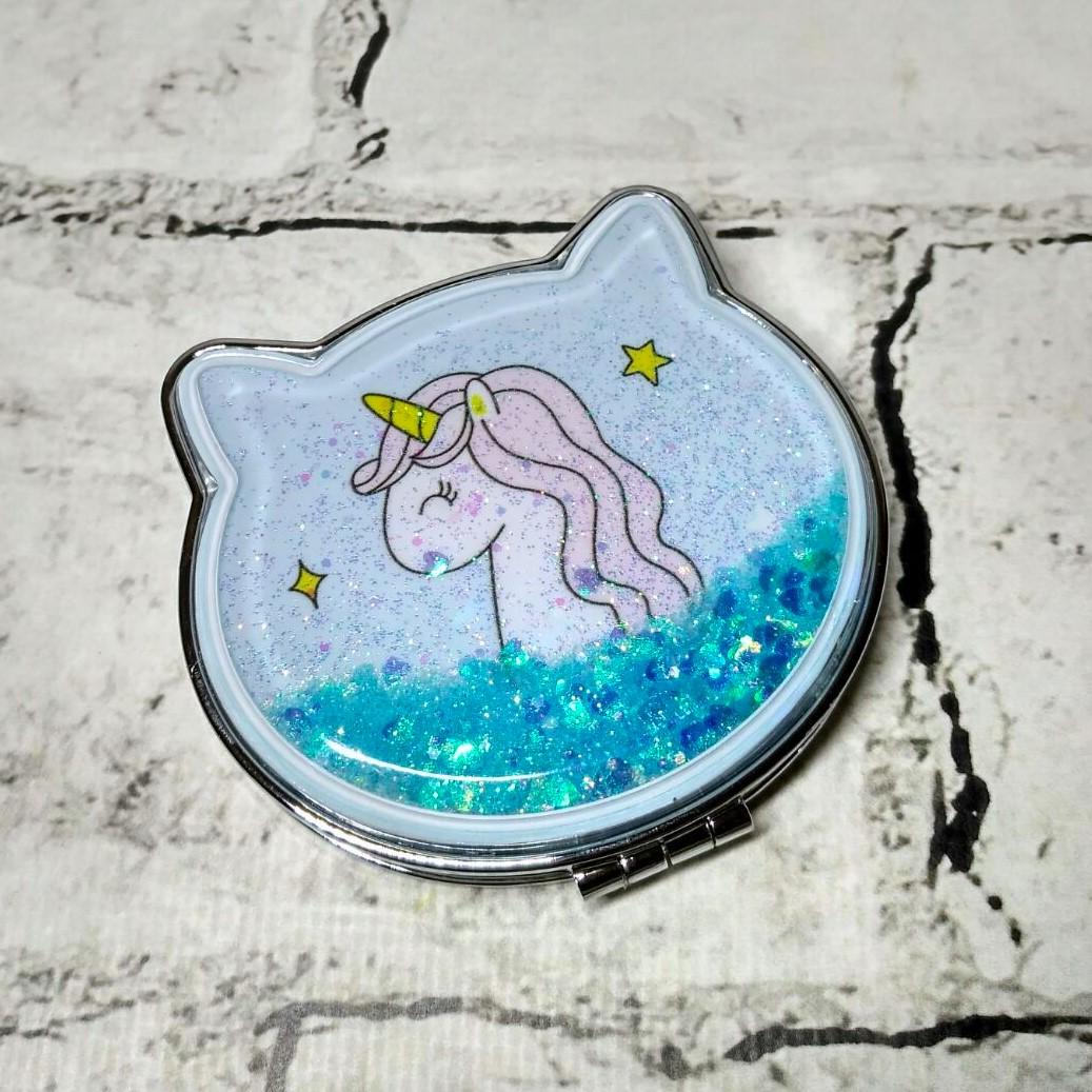 Зеркало карманное косметическое Единорог жидкие блестки 7,5х7 см (А51-4) Зеркало карманное косметическое Единорог жидкие блестки 7,5х7 см (А51-4)