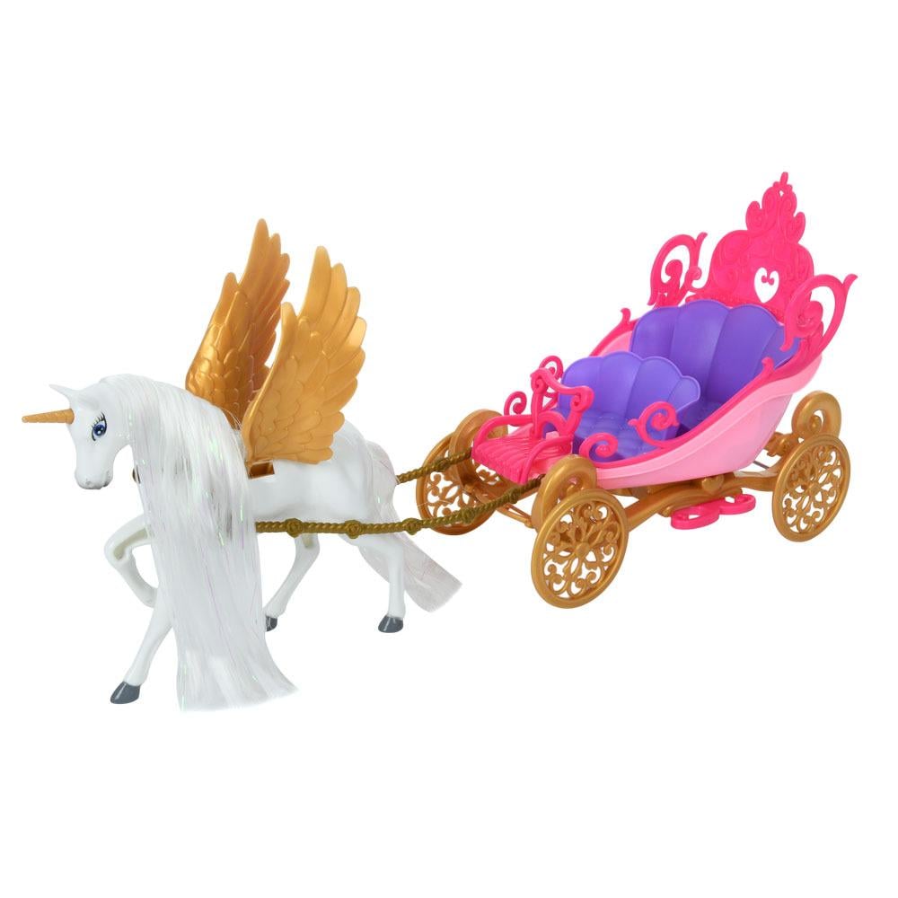 Лялька з каретою та пегасом зі світло-звуковими ефектами Рожевий (2201B-D)