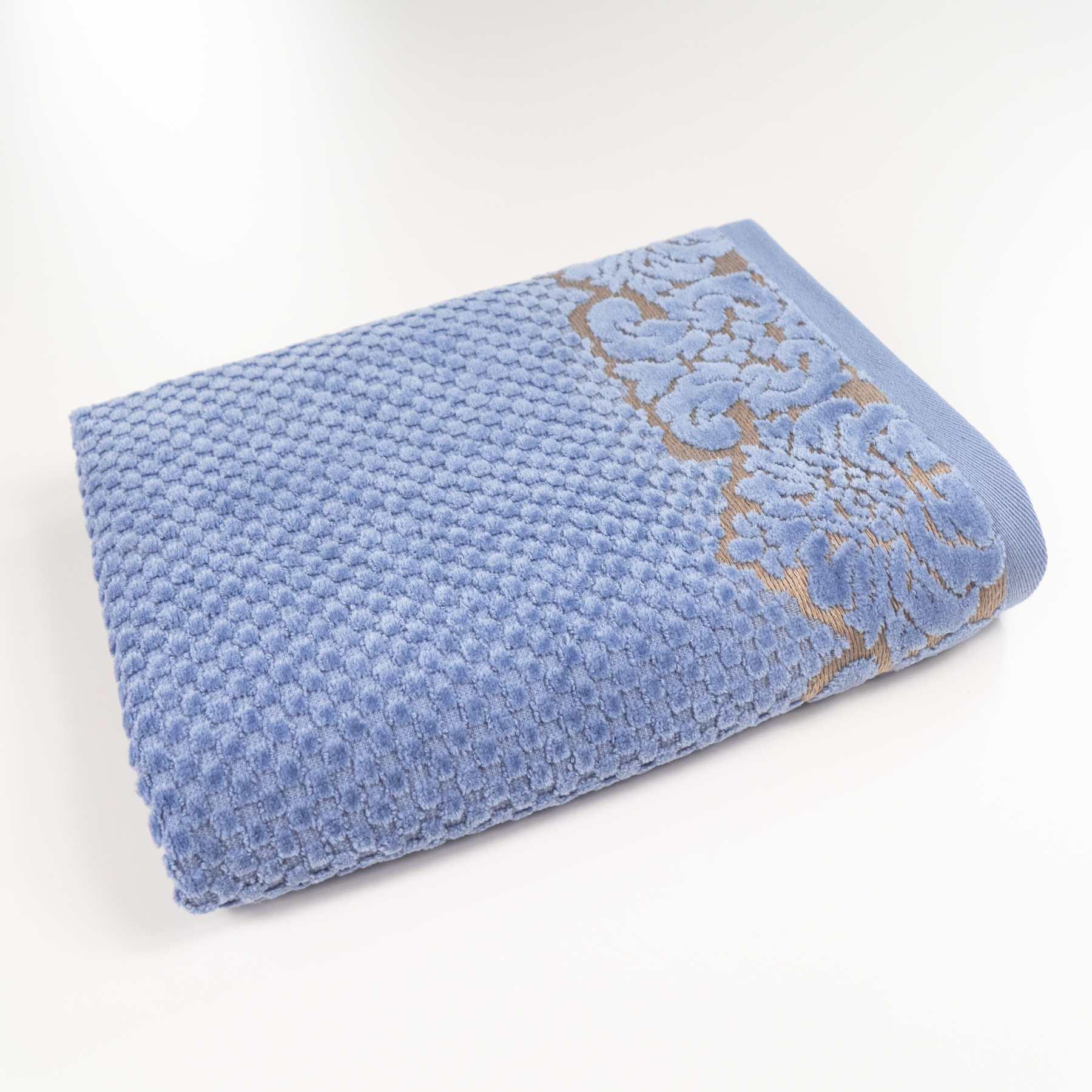 Полотенце Damask жаккардовое с велюром 50x90 см Синий (550-dv-90-blue)