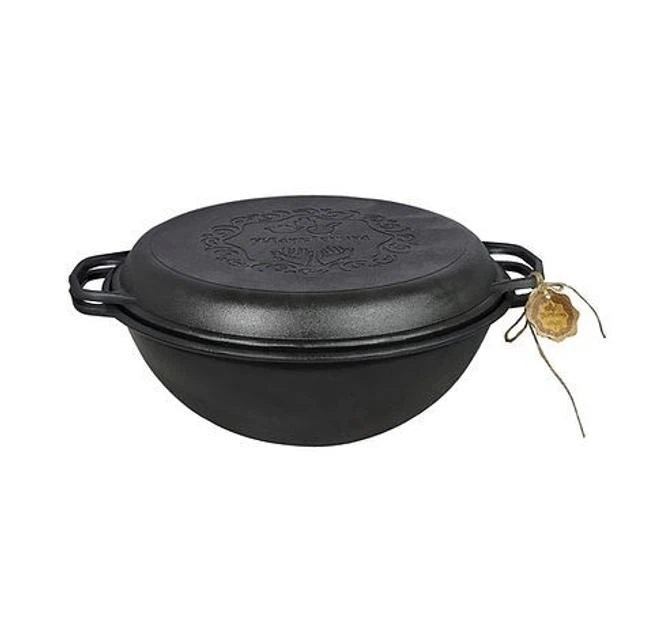 Котел с крышкой-сковородой туристический толстостенный чугунный 15 л (2375013568)