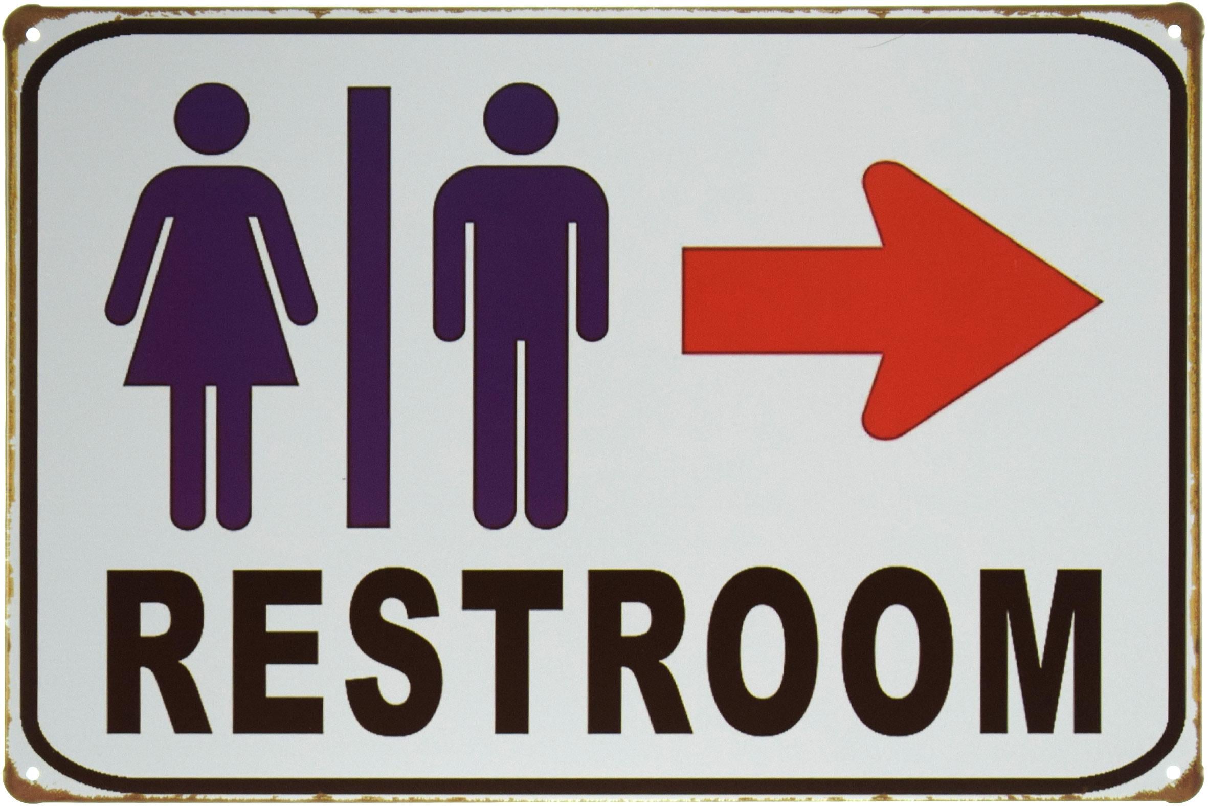 Табличка металлическая Туалет Стрелка На Право/Restroom 20x30 см