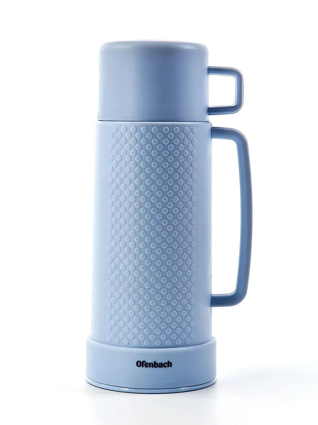 Термос со стеклянной колбой и ручкой Ofenbach KM-101323 из пластика 450 мл Голубой (150-84-101323.2)