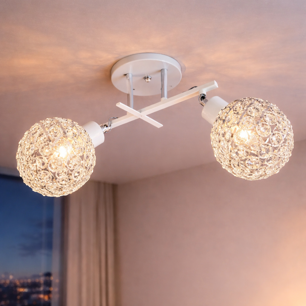 Люстра Valeso з двома поворотними плафонами під лампу Е27 Білий/Хром (Ю 6971C/2 WH+CR)