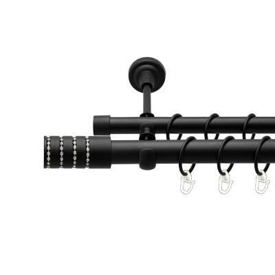 Карниз трубчатый двухрядный Orvit Барамелла 25/19 мм 160 см Черный бархат (009-1684)