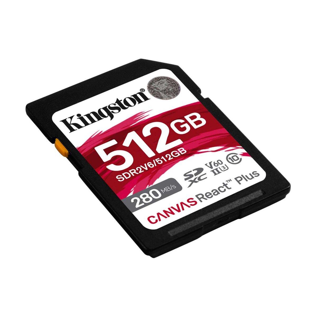 Карта пам'яті Kingston SDXC UHS-II U3 ​​Canvas React Plus 512 Gb 10 V60 R280 MB/s W150 MB/s SDR2V6/512 Gb (606307)