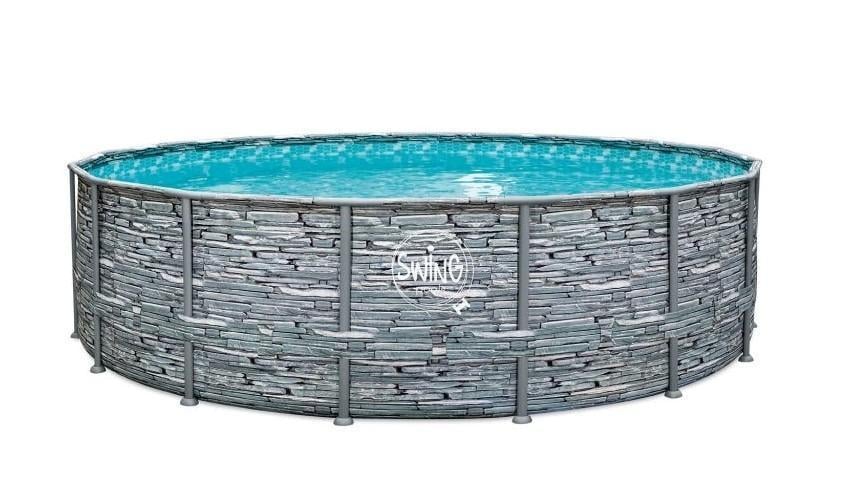 Бассейн каркасный Azuro SWING для дома и дачи без фильтра 4,88х1,22 м Stone design