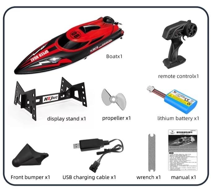 Катер на радіокеруванні швидкісний HJ808 Червоний - фото 7