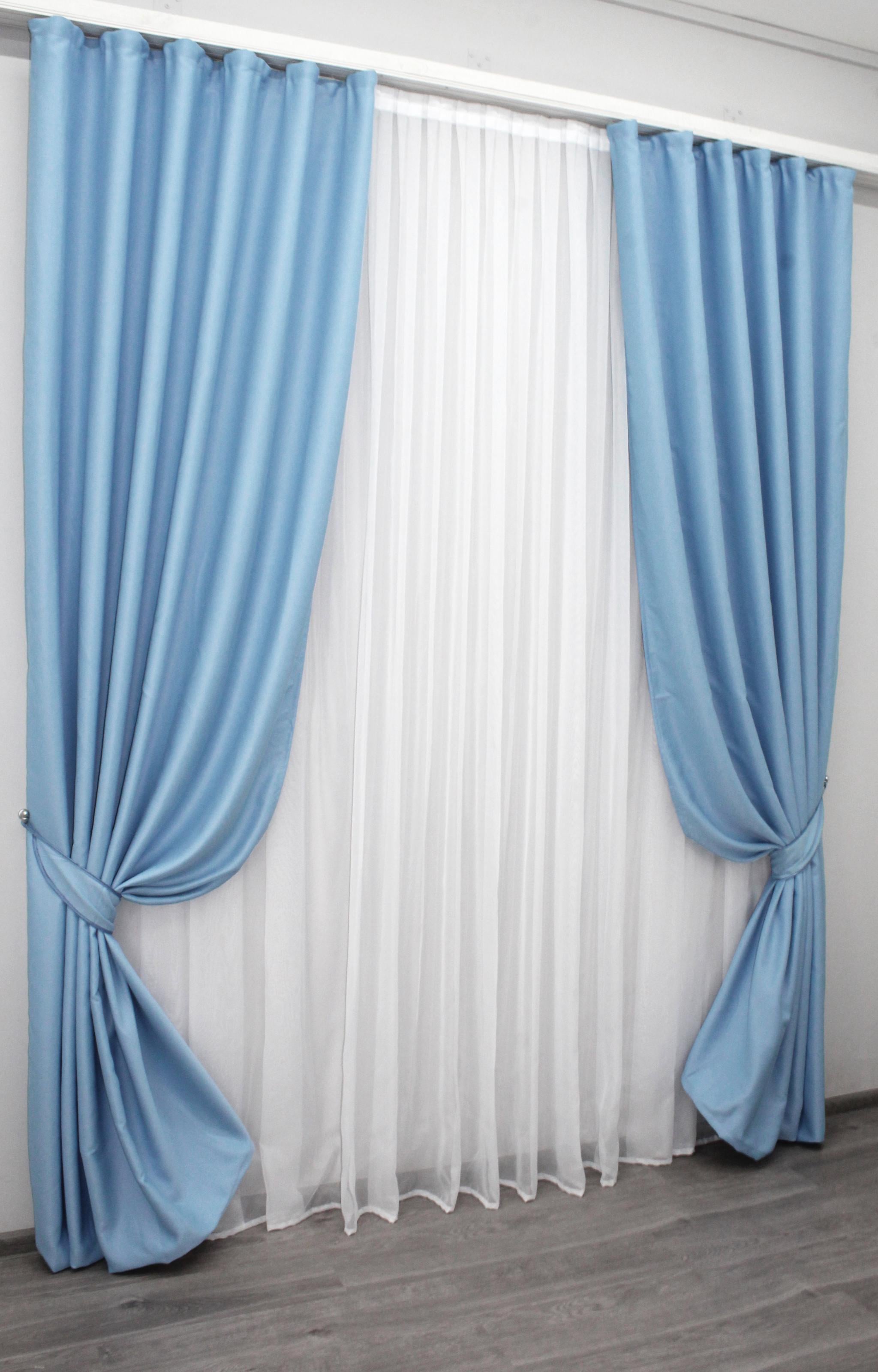 Комплект штор VR-Textil Bruno № 959ш 100х270 см 2 шт. Голубой (31-365)