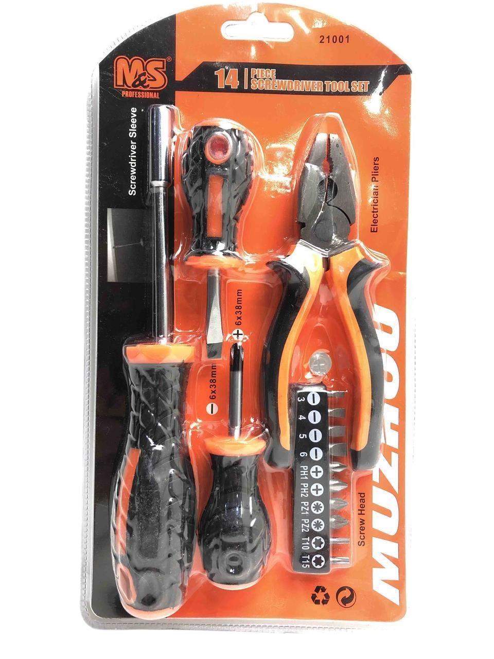 Набор инструментов универсальный Screwdriver WL-1400 14в1 отвертки/насадки и плоскогубцы (193)