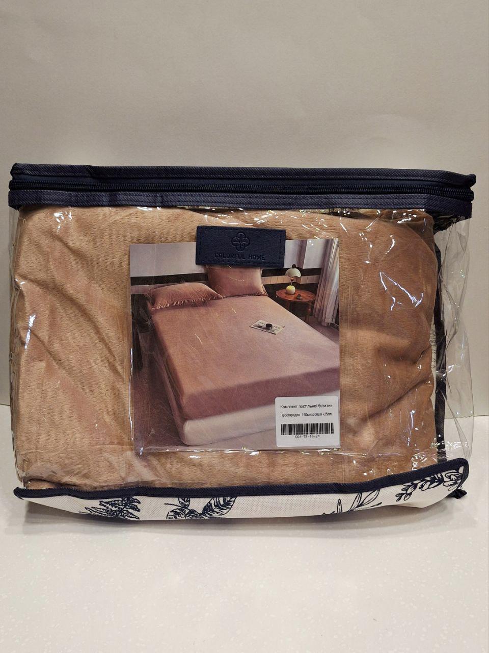 Простыня на резинке Colorful Home велюровая 160x200x25 см Бежевый (1626) - фото 5 Простыня на резинке Colorful Home велюровая 160x200x25 см Бежевый (1626) - фото 5