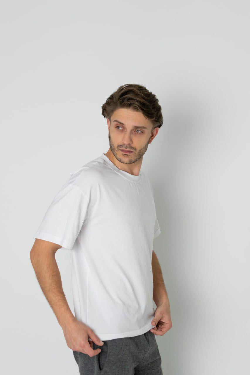 Футболка чоловіча круглий виріз L Білий (31372664)