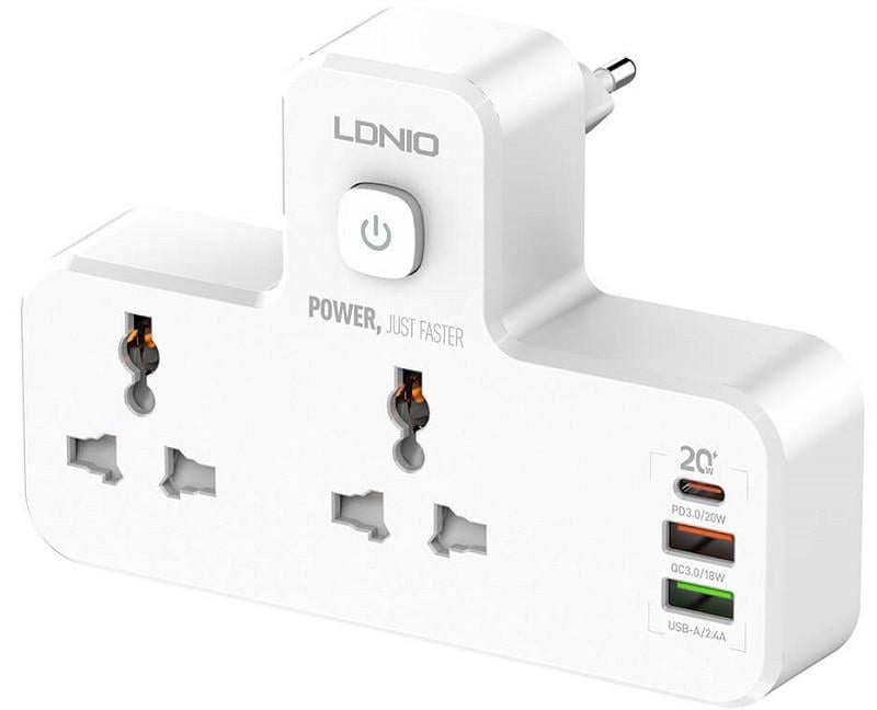 Сетевой разветвитель LDNIO SC2311 LED лампа 2 розетки 2USB 1Type-C Белый (1457862621-4474a)