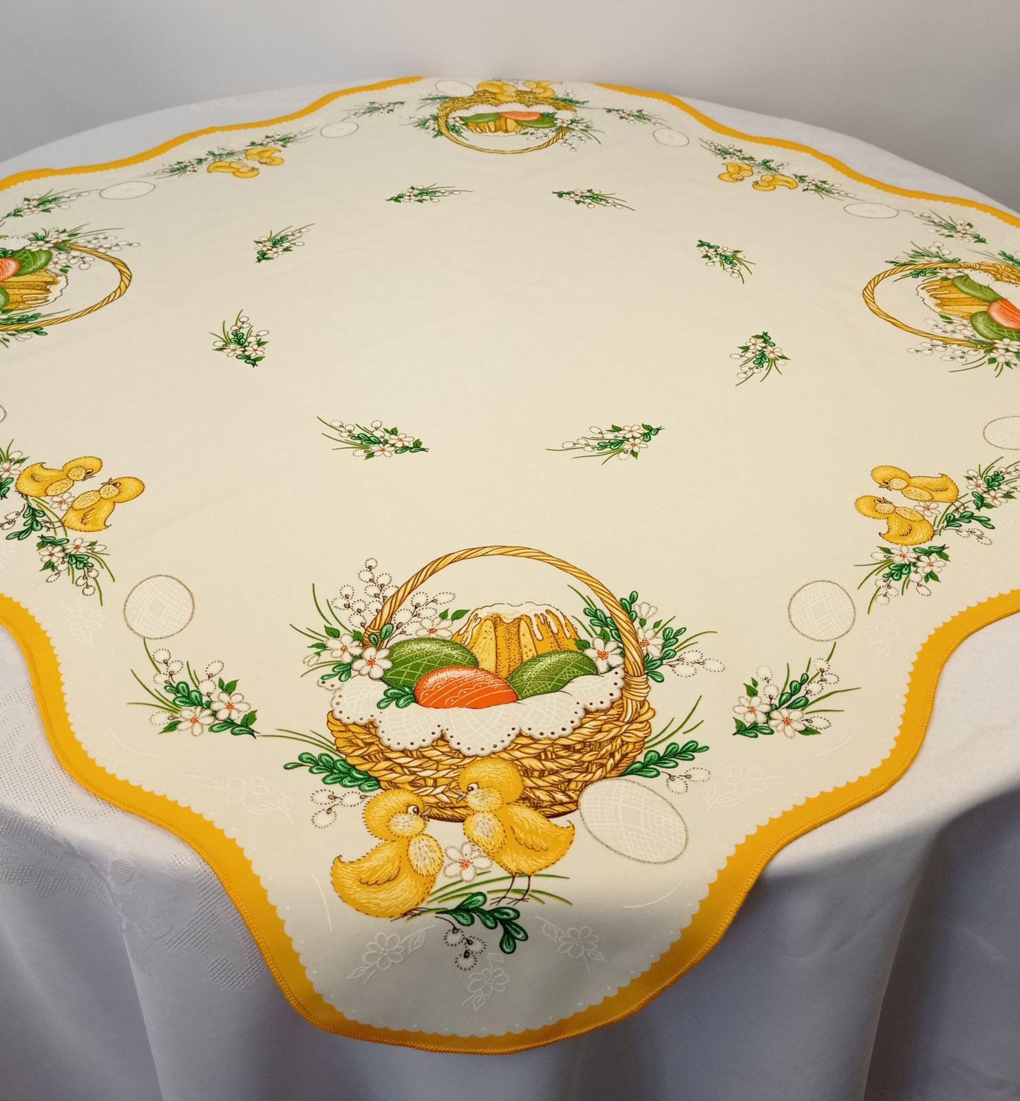 Скатерть квадратная пасхальная Print Easter Basket Yellow Cream (CN14283)