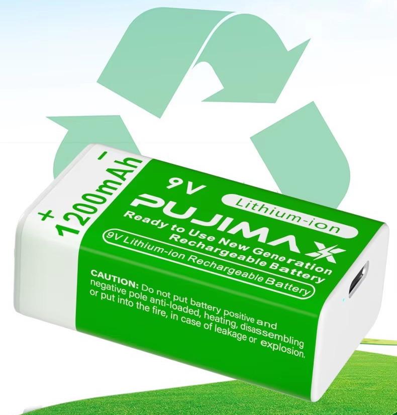 Акумулятор Крона Pujimax 6F22/6LR61 з Type-C Li-Ion 9V 1200 mAh (2575993158) - фото 7 Акумулятор Крона Pujimax 6F22/6LR61 з Type-C Li-Ion 9V 1200 mAh (2575993158) - фото 7