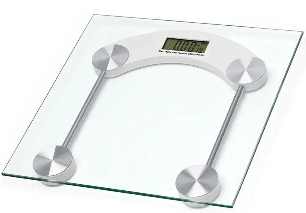 Ваги підлогові електронні скляні квадратні з дисплеєм на батарейках до 180 кг (33458013)