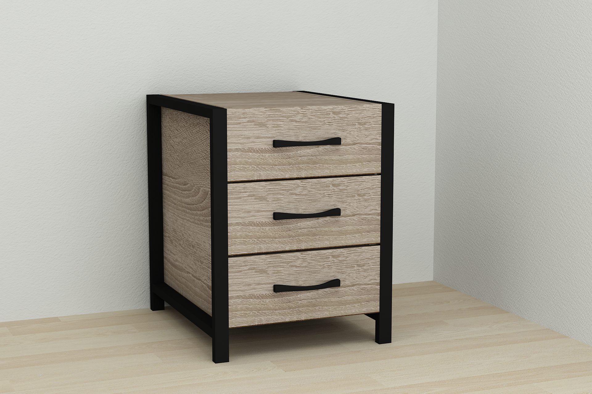 Тумба универсальная Ferrum-decor Вивьен 3 ДСП 16 мм 50x41x40 см Черный/Дуб Сонома Трюфель (FRD-104189)