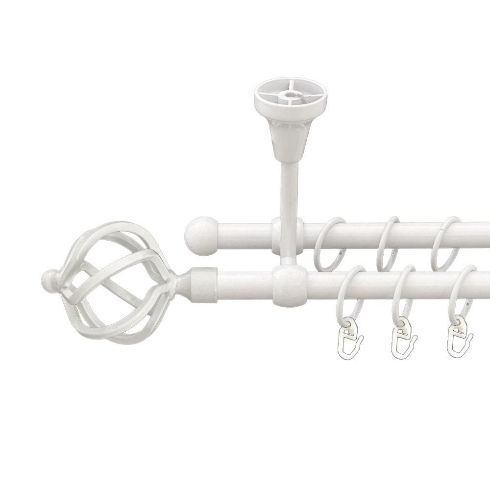 Карниз Orvit Ажур металевий дворядний литий до стелі гладка труба кільце металеве 16/16 мм 360 см Арктіс (00-00012387)