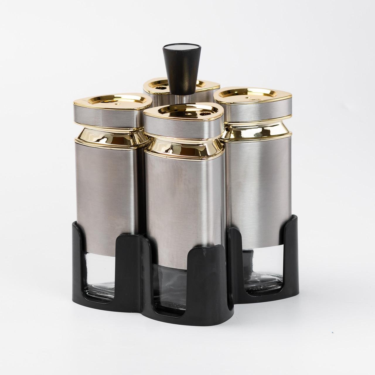 Набір ємностей для спецій на підставці 4шт. по 120 мл - фото 1
