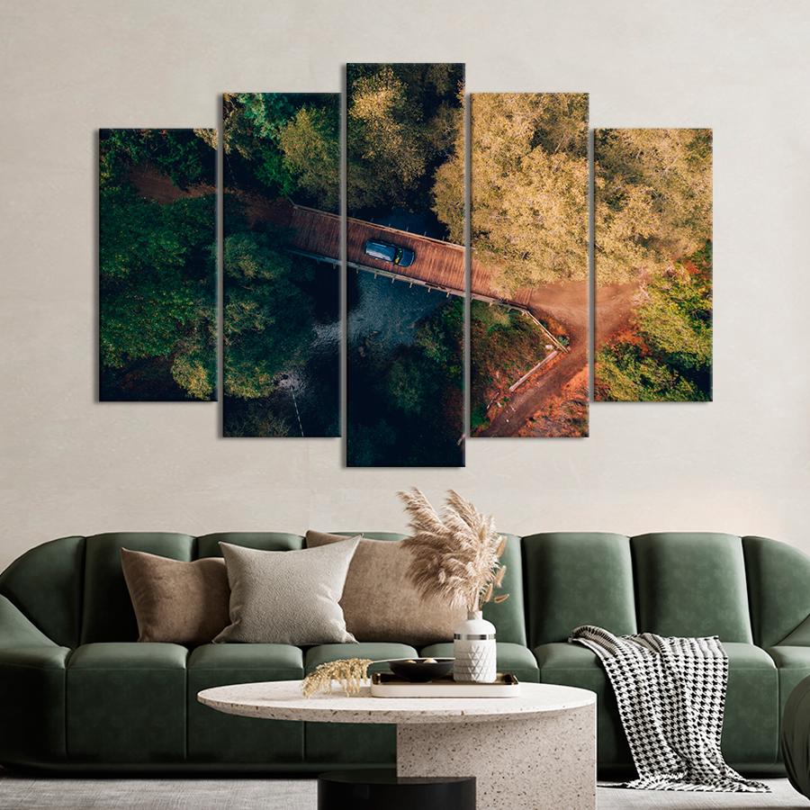 Картина природа Мостик через реку в лесу 187x119 см (A1138-5)