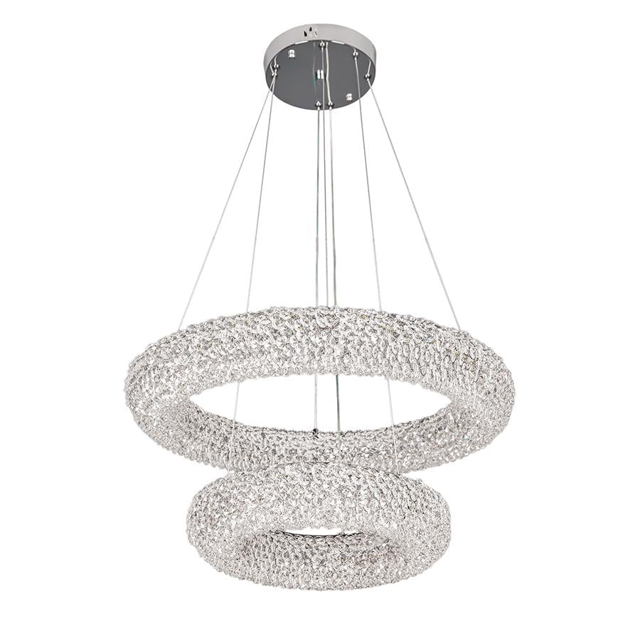 Люстра подвесная светодиодная хрустальная кольца Levistella7897200 600/400 CH Хром