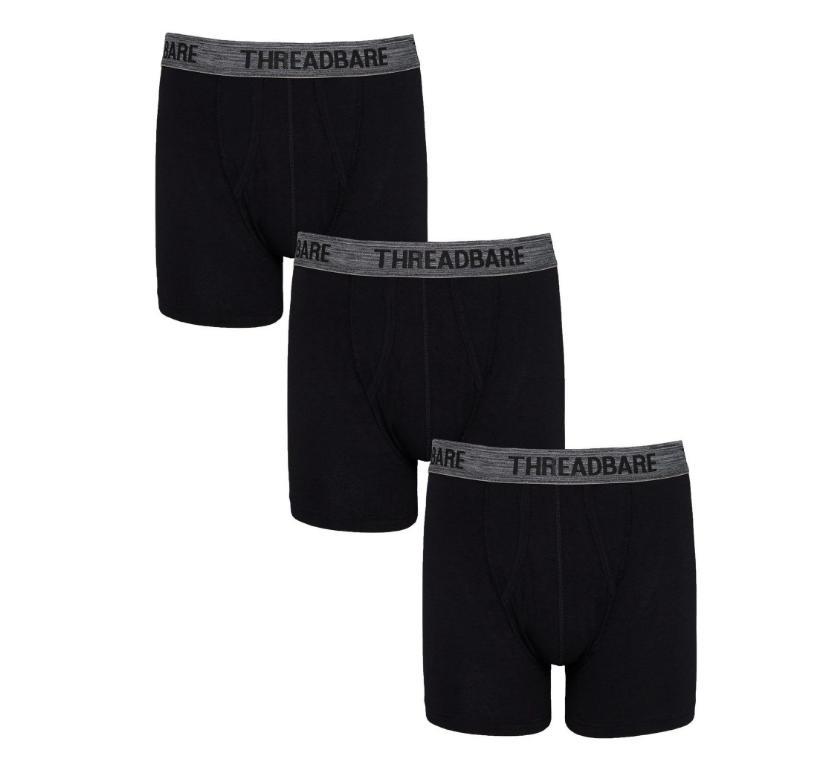 Набор трусов боксеров мужских THREADBARE A-Front Boxers 3 шт. L Черный (97524612)