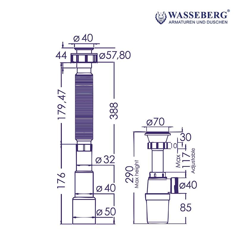 Сифон для умывальника Wasseberg 1052 - фото 2