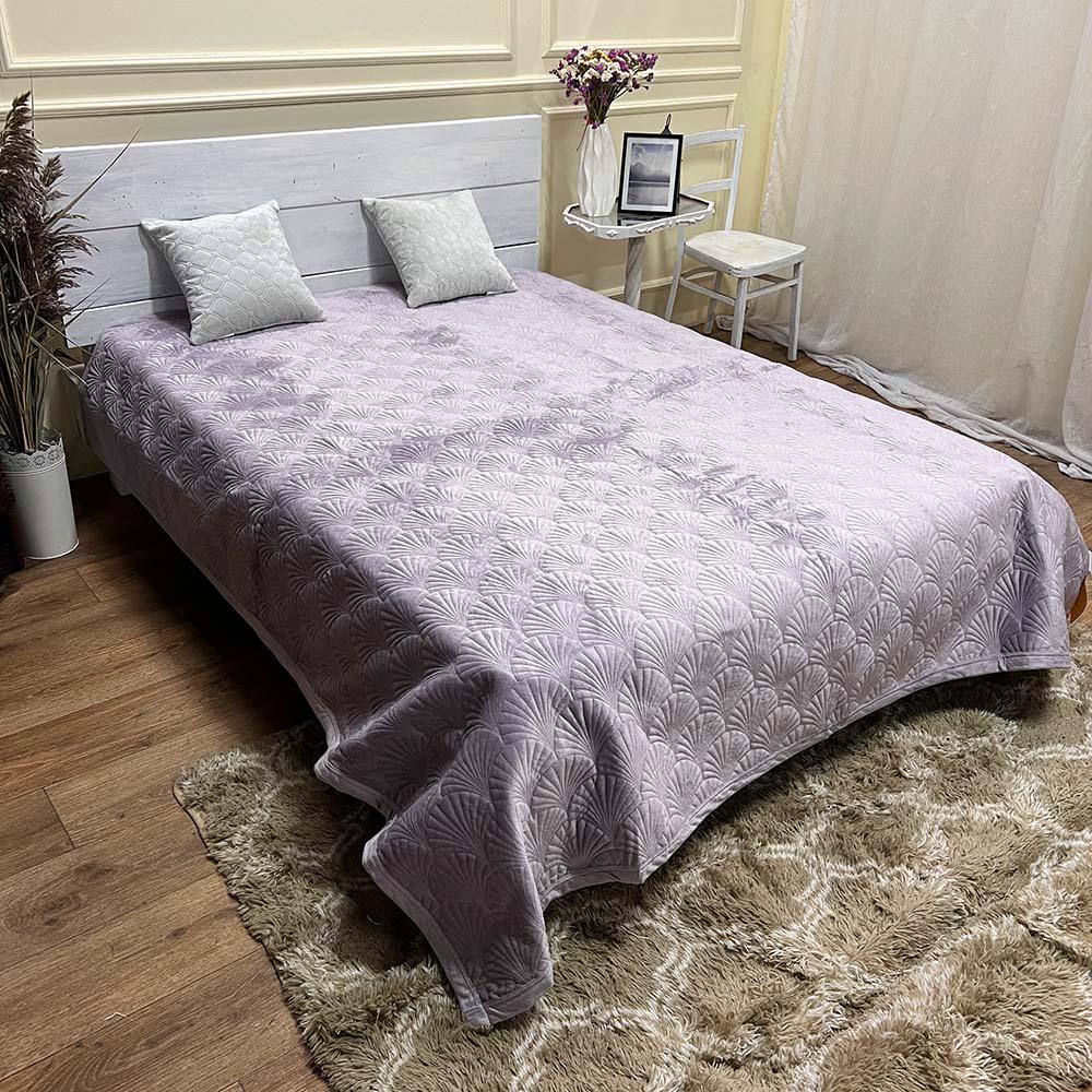 Плед-покрывало Мушля велюр 220х240 см Бузковый (15378087) Плед-покрывало Мушля велюр 220х240 см Бузковый (15378087)