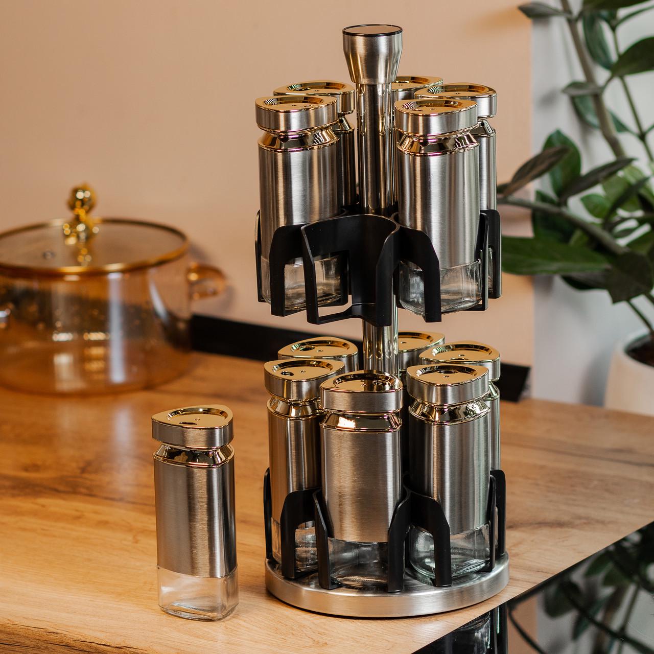 Набір баночок для спецій на підставці карусель 12 шт. 120 мл - фото 5