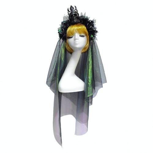 Обруч Seta Décor Королева призраков с фатой (17-813BLK-XM)