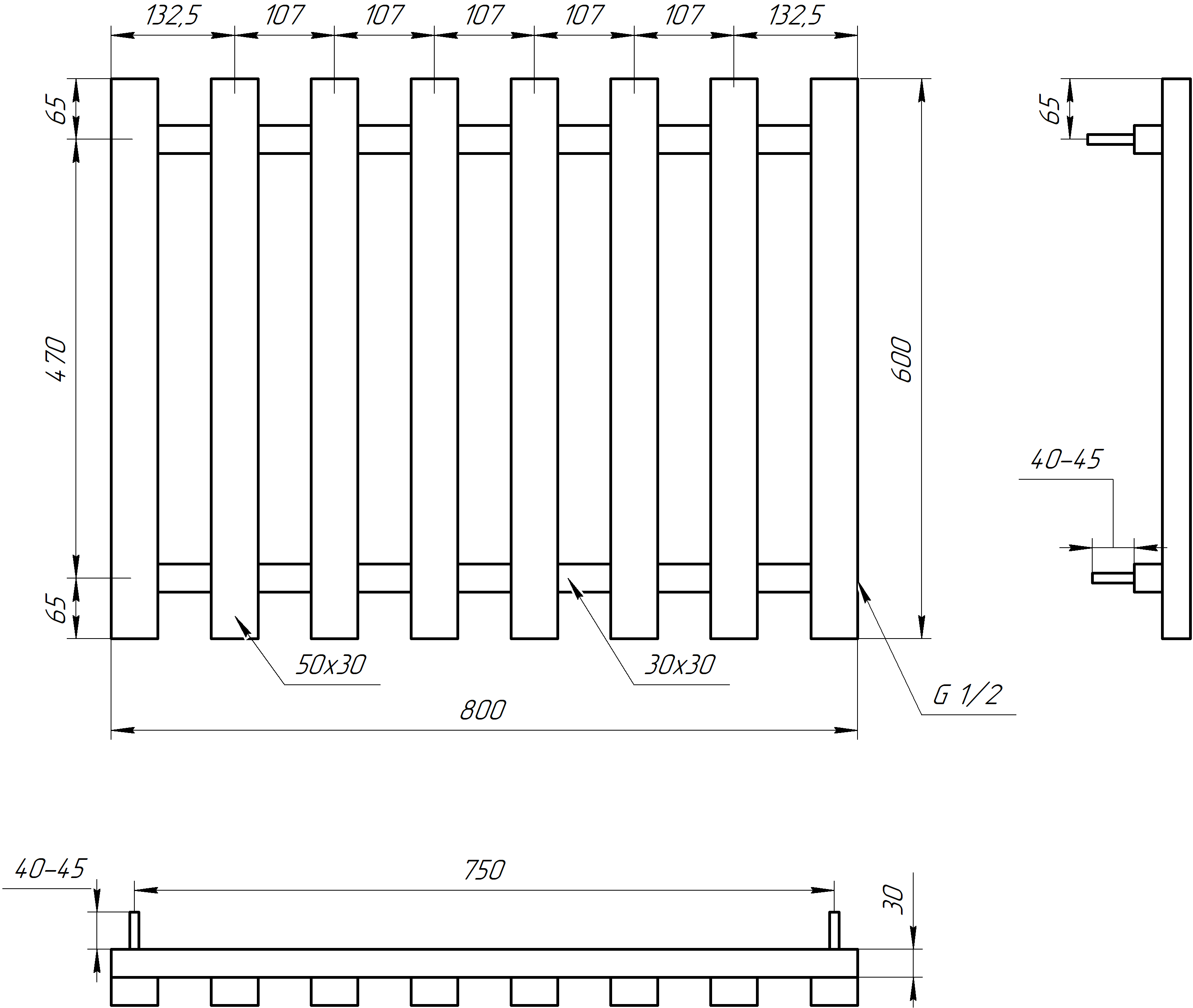 Полотенцесушитель водяной Genesis Aqua Batteria 120x60 см Черный (2295) - фото 2