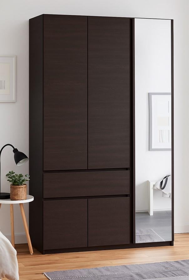 Шкаф для одежды с зеркалом Мастер Форм Брайт правосторонний 1221х520х2000 мм Венге магия (20494)