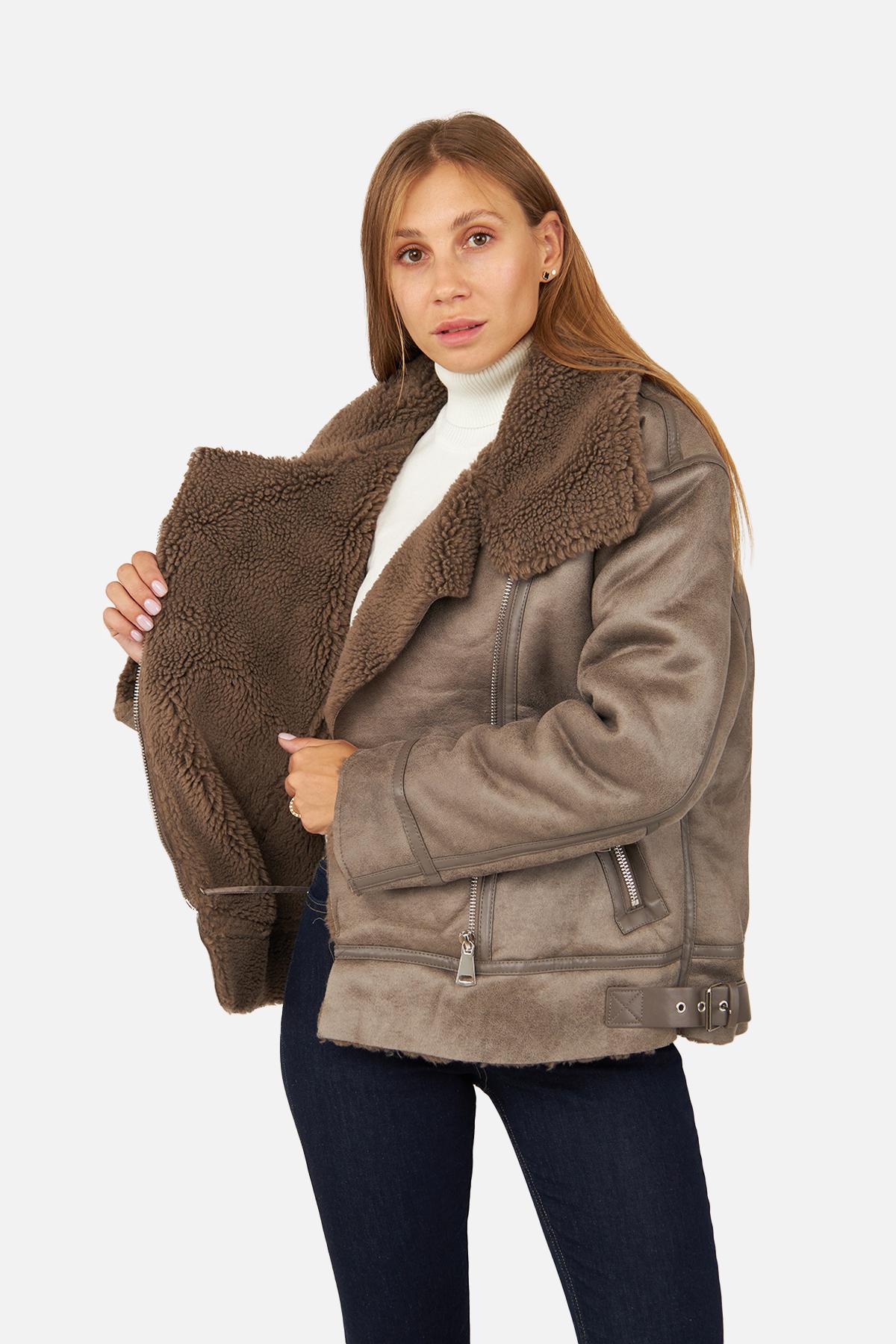 Куртка женская зимняя р. 44Коричневый (SKT001009751) - фото 2