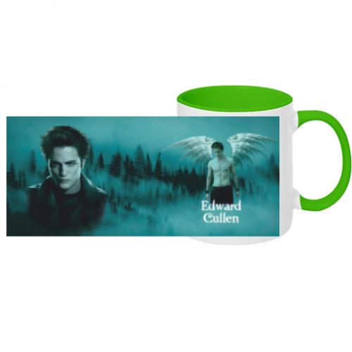 Кружка двухцветная с полной запечаткой Edward Cullen 320 мл Белый с зеленым (18451654-37-208033)