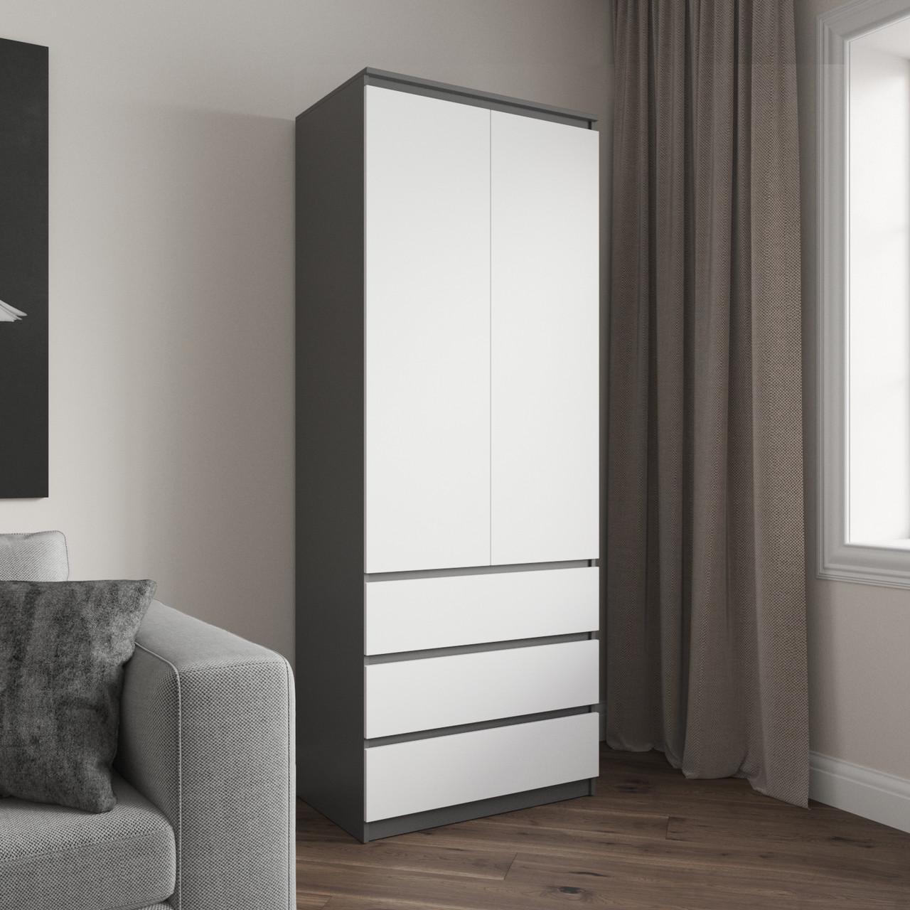 Шафа гардеробна Вайс R-16 802х500х2110 мм Антрацит/Білий фасад (30835231) - фото 1 Шафа гардеробна Вайс R-16 802х500х2110 мм Антрацит/Білий фасад (30835231) - фото 1