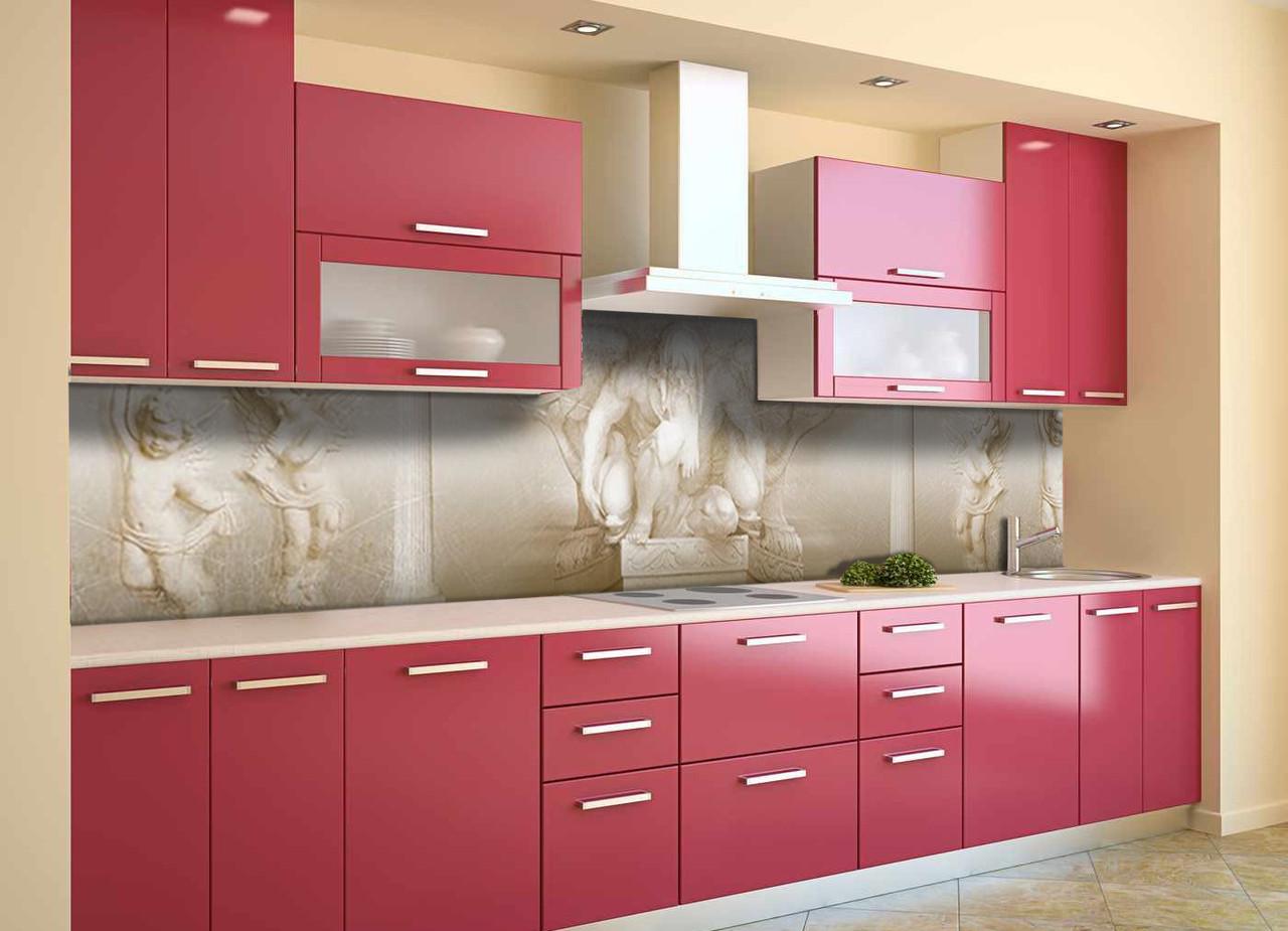 Кухонный фартук Zatarga "Ренесанс лепнина" из самоклеющейся виниловой пленки 60х250 см Бежевый