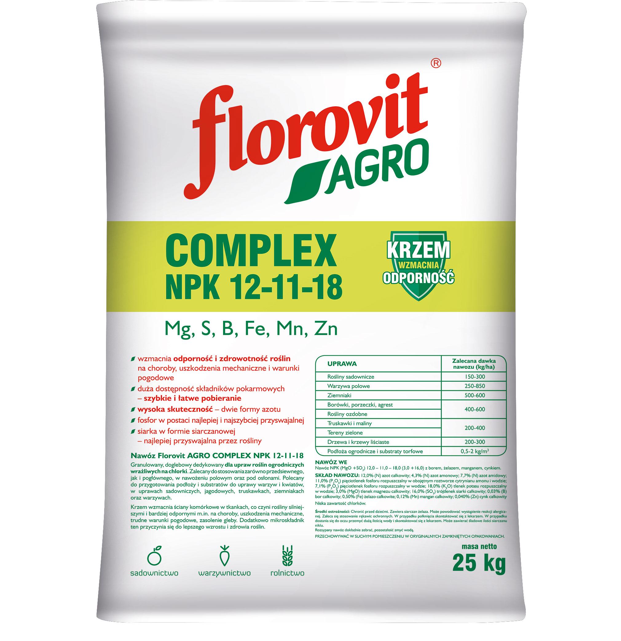 Добриво AGRO Complex NPK 12-11-18 Florovit 25 кг