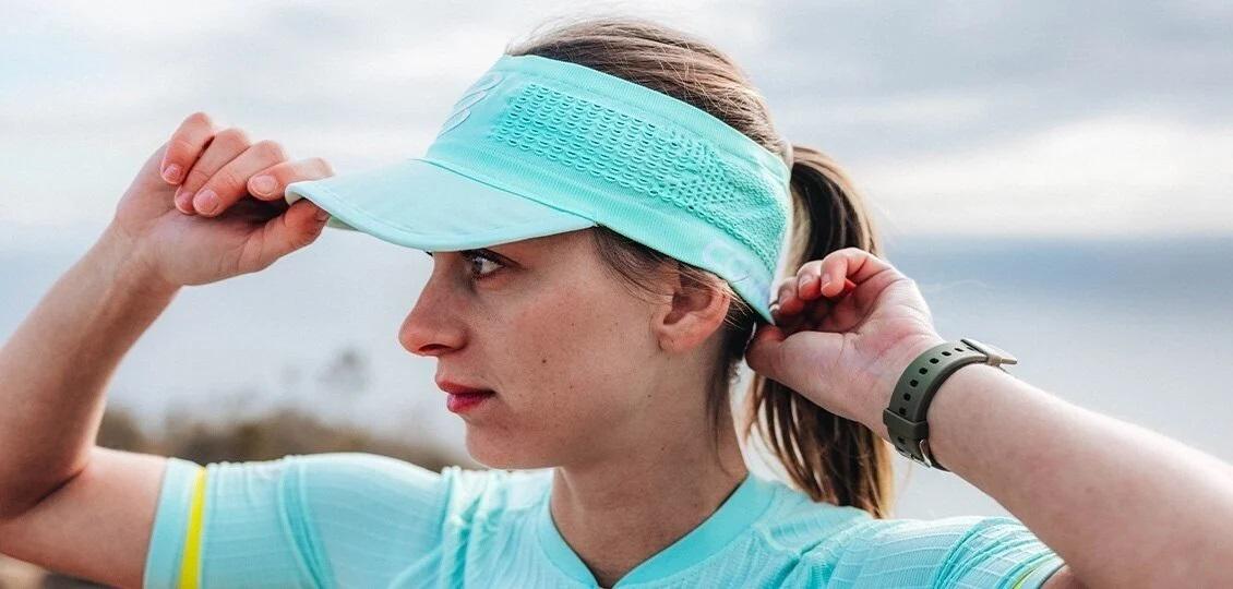 Повязка на голову с козырьком Compressport Spiderweb Headband On/Off Shell Blue - фото 5