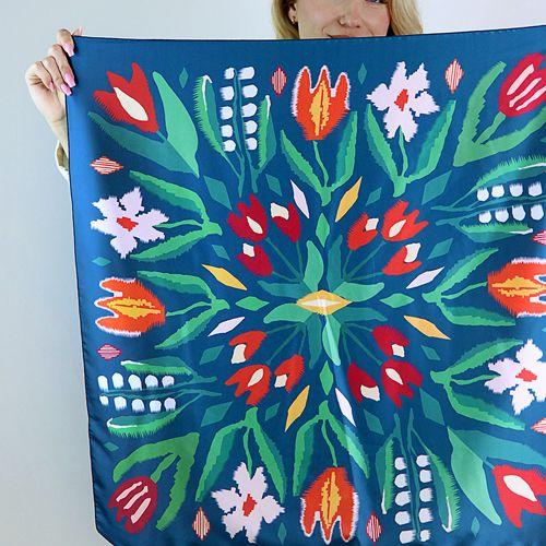 Хустка шовкова Presentville Квіткове натхнення 68х68 см (HUST_25M037)