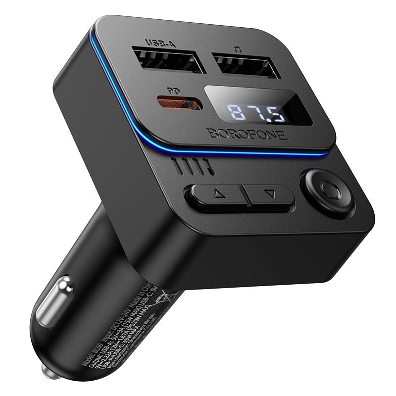 FM-трансмиттер с ОЗУ Borofone BC60 Hero 35W FM transmitter Black (20726)