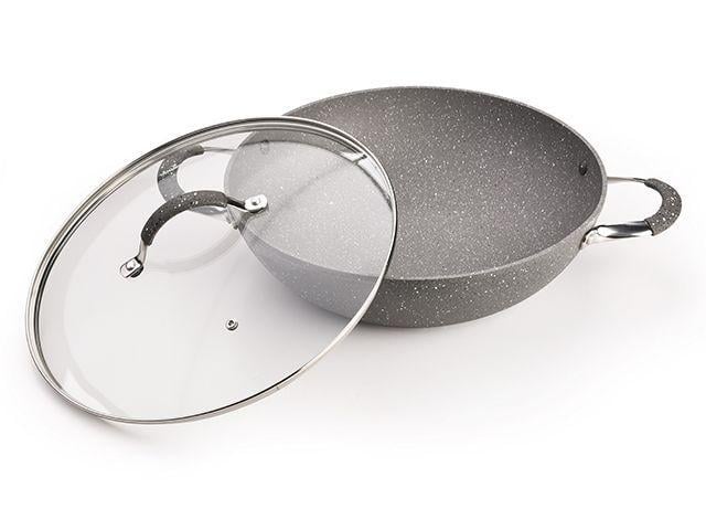 Сковорідка Fissman WOK з кришкою Iron Stone 32х9 см алюмінієва з кам'яним антипригарним покриттям (AL-4398.32)